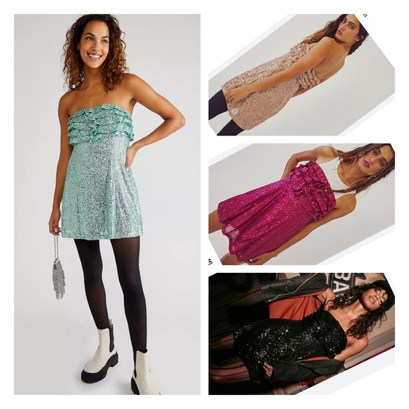 Free people Frida Ruffle Mini Dress size 6. B 24 - Picture 4 of 6